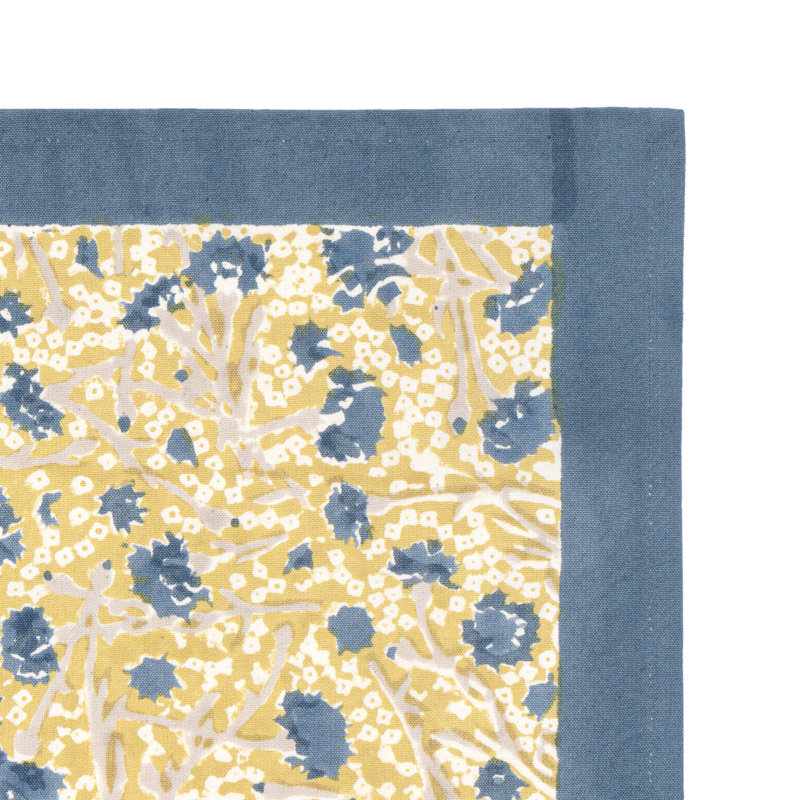 100% Cotton Floral Rectangle Placemat, Blue/Green
