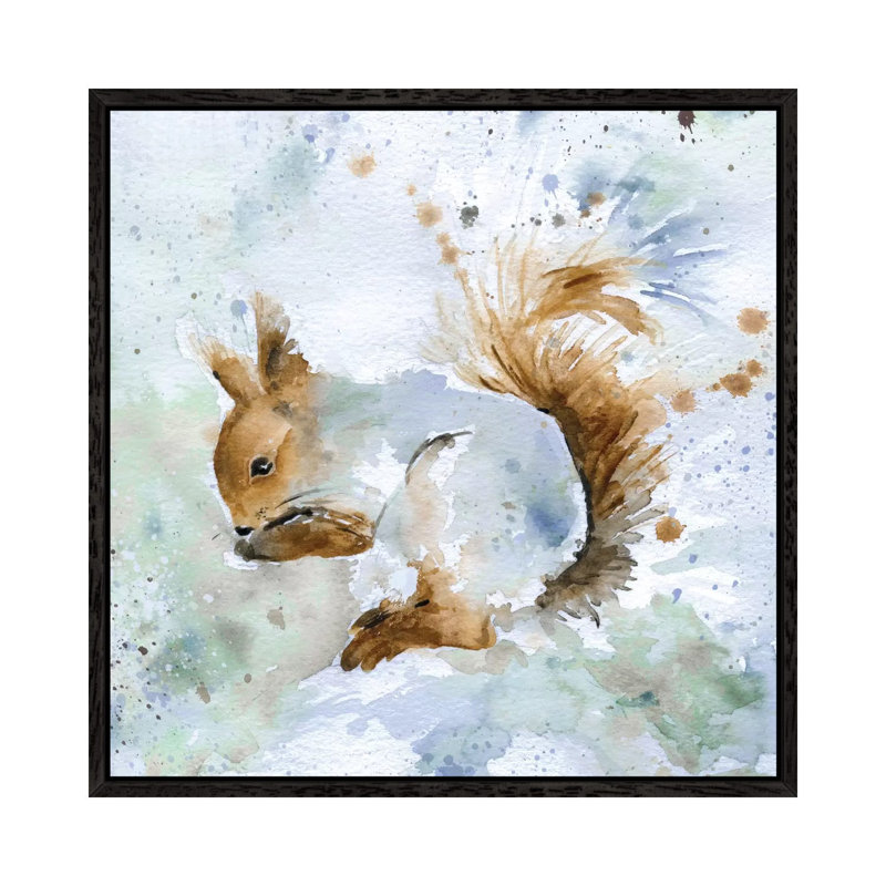 Squirrel by Carol Robinson - Painting on Canvas, 66.04 cm H x 66.04 cm W, Black Framed Canvas