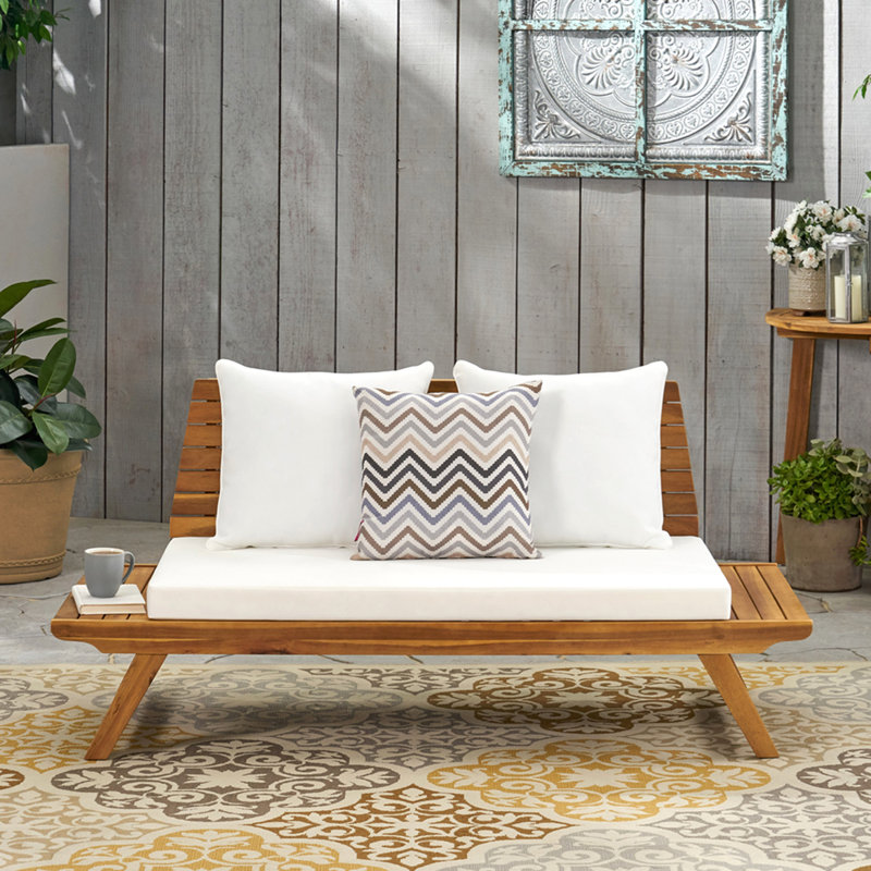 Sedona Loveseat, White Cushion/Natural Frame