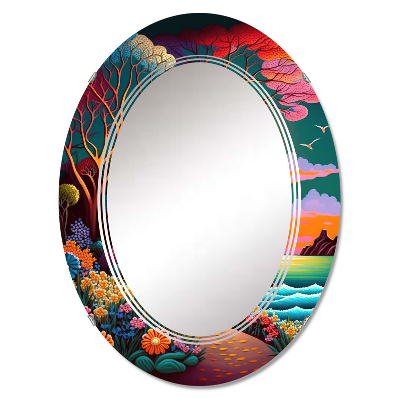 Pleine lune Rachely en style moderne II - miroir mural de plage moderne, 36 po x 24 po