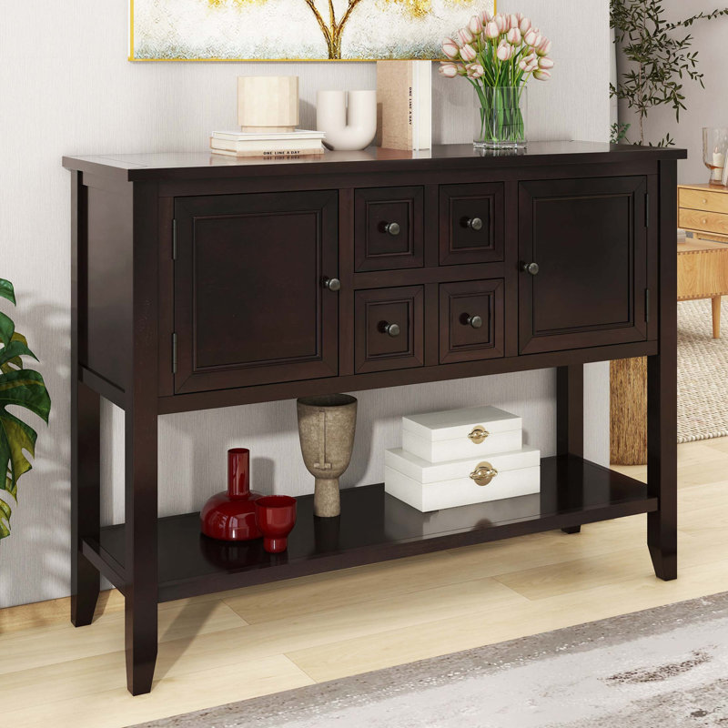 Console Elegant Vintage avec de grands tiroirs de rangement et une tablette