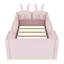 Lit plateforme tapissier moderne avec coussin en lapin, lit tapissier au sol avec rails latéraux amovibles-1324149140