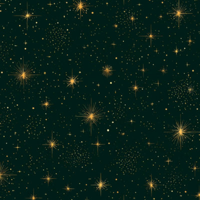 Peel and Stick Wallpaper Golden Starry Night Sky Sparkling Stars Deep Green Contact Paper Removable Self Adhesive Wall Mural Wall Decor for Bedroom Kitchen Cabinets 24in x 118in