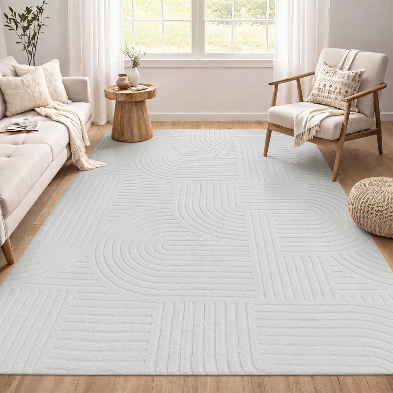 Machine Washable Non-Slip Oriental Area Rug, Rectangle 5' x 7', White