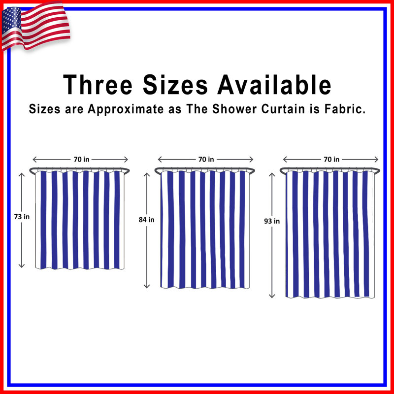 Blue White Stripes Shower Curtains Extra Long, 70in W x 84in H