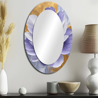 Lavande et doré équilibre des pivoines Blossom II - miroir mural ovale moderne