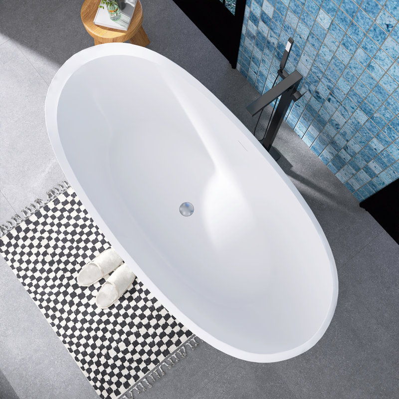Baignoire de trempage autoportante en acrylique 67,32 po x 29,5 po