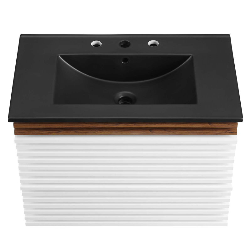 Crawley 30" Wall-Mount Bathroom Vanity, Black, White/Black