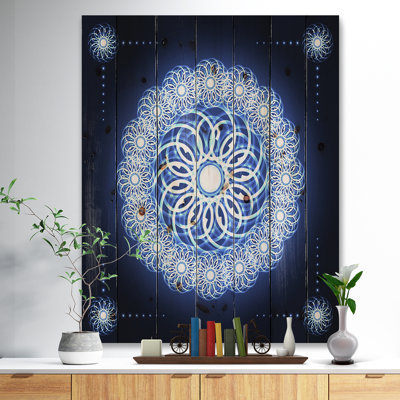 Abstract Fractal Flower in Blue Background - Digital Art Print