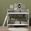 Lit superposé simple en bois avec trois sections de rangement-148756287