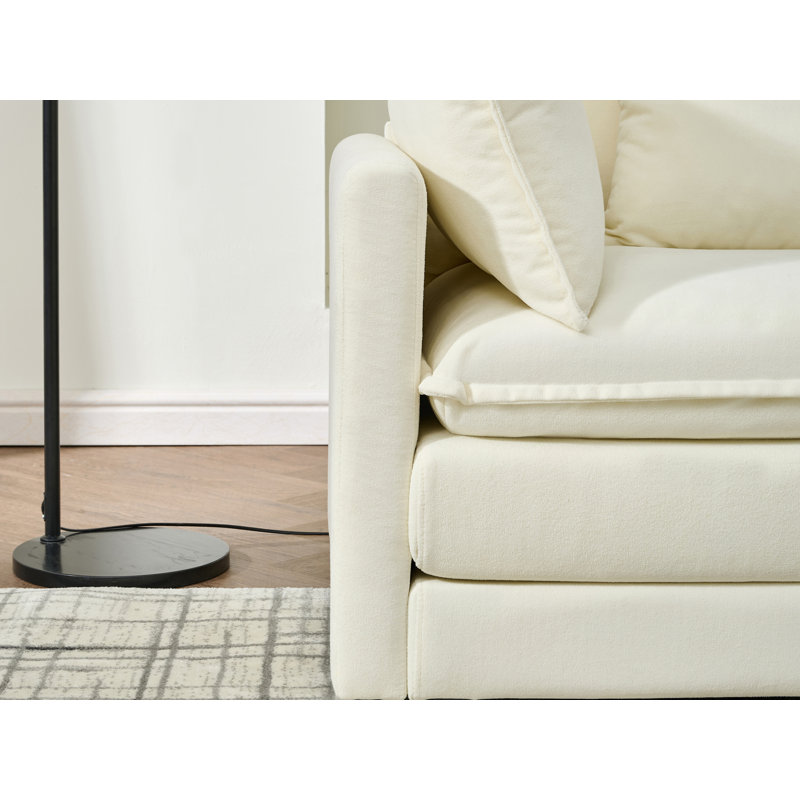 110'' Chenille Cloud Sofa With Ottoman, White