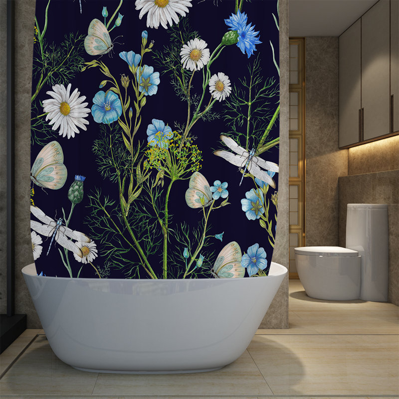 Rideau de douche simple Yasmina, H 83 po x l 70 po, Bleu marine