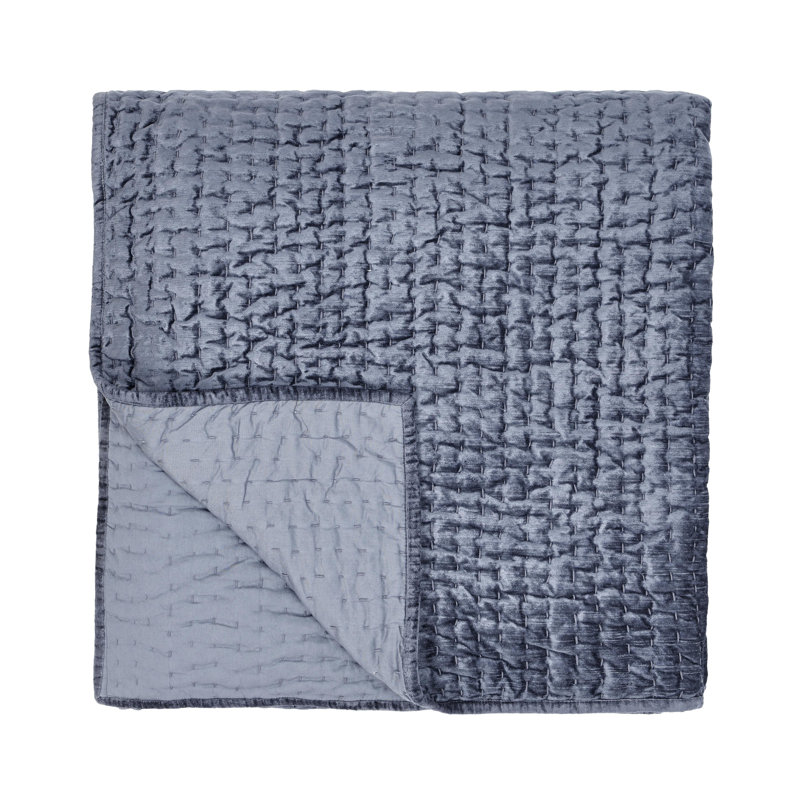 Velvet Quilt, Sea Fog Blue, Queen Quilt