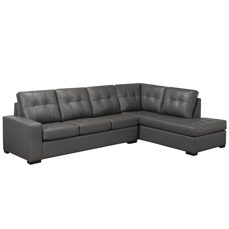 Canapé modulaire en cuir Yeprad, Face à la droite, Cuir gris foncé assorti