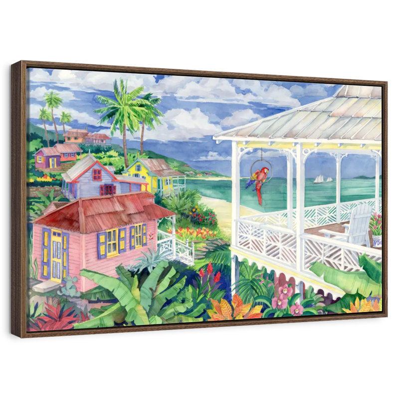 Baie Caribe, Cadre flottant noyer, 31 po x 21 po