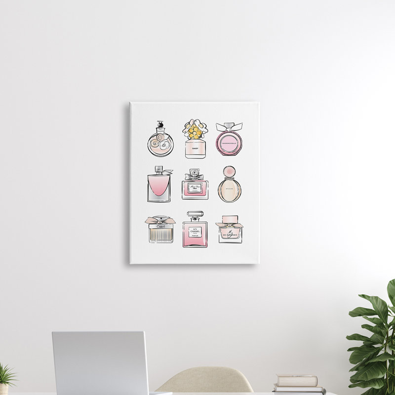 Parfum, bouteille, glamour, chic, moderne, mode, illustrations, Toile tendue, H 48 po x l 36 po