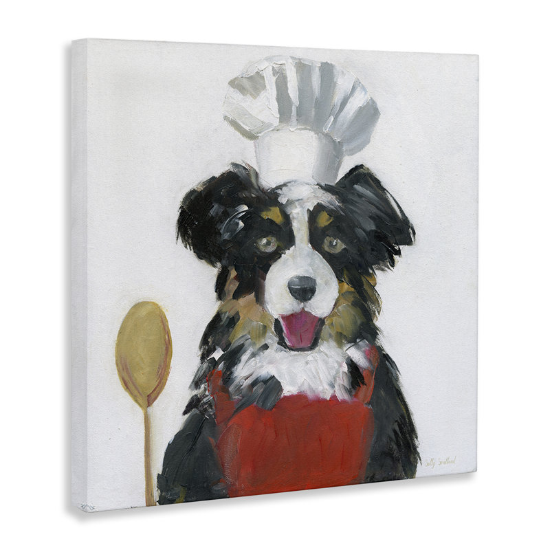 Art mural sur toile Chef Dog, design par Sally Swatland, H 17 po x l 17 po