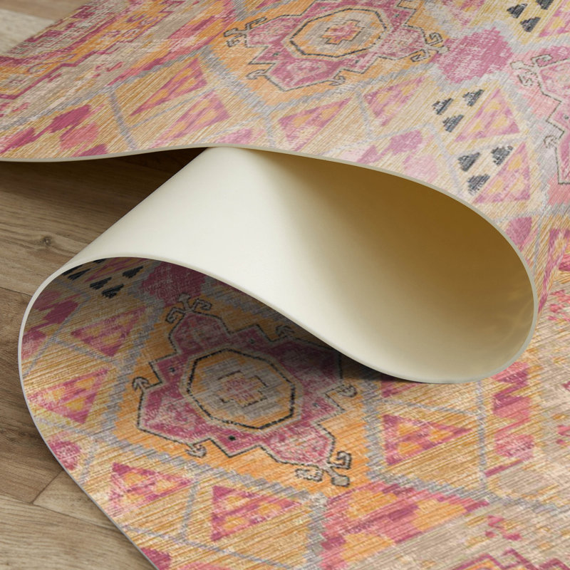Tapis orange en vinyle facile à nettoyer Solara, Rectangle 3 pi x 5 pi