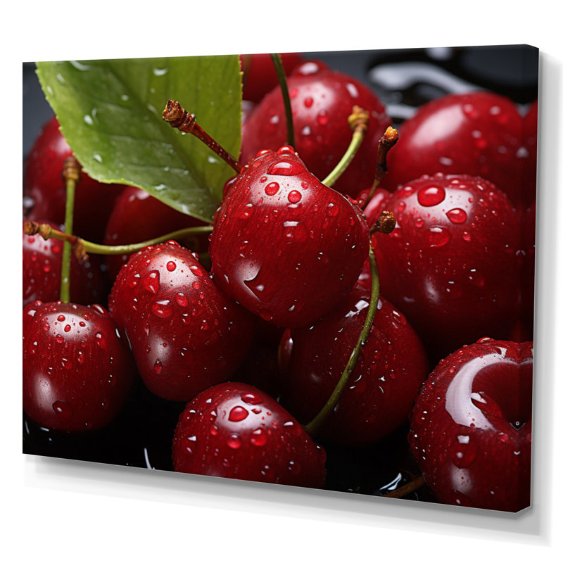 Cherry Macro Food - impressions sur toile cerise, Toile tendue, H 12 po x l 20 po x P 1 po