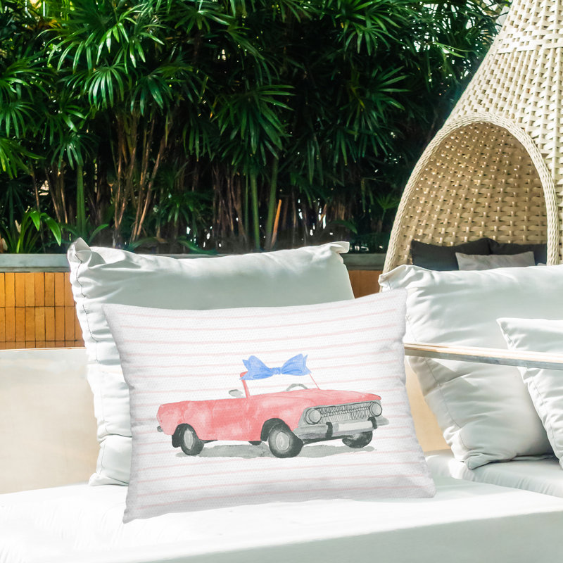 Coussin Blue Bow on Antique Car