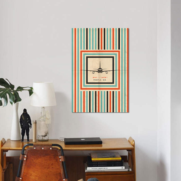 «pourquoi pas maintenant ? "travel poster" par 08, impression sur toile, H 60 po x l 40po x P 1,5 po, Toile tendue, Non mat
