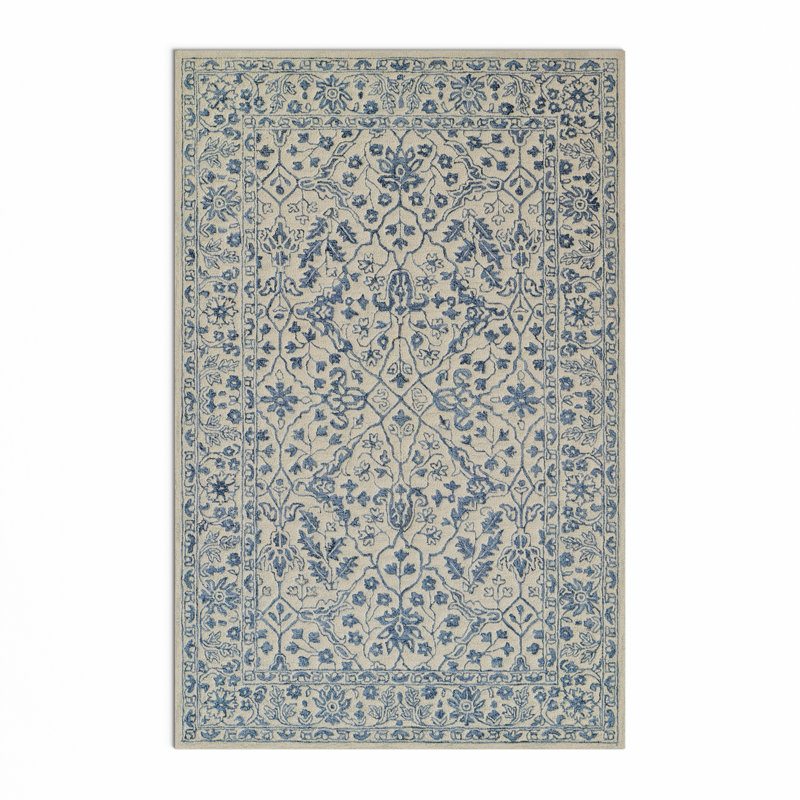 Tapis ivoire en laine touffeté à la main Bayford 5 pi x 8 pi, Rectangle de 5 pi x 8 pi