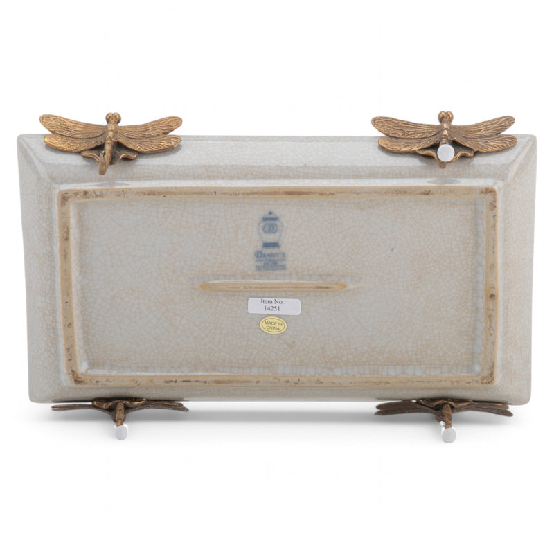 Porcelain Tray With Bronze Blue Willow