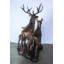 Sculpture de famille de cerfs en bronze grandeur nature pour exposition extérieure 48 po x 50 po x H 81 po