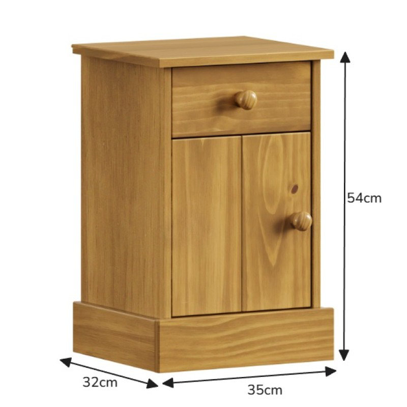 35cm W Solid Wood Bedside Table, Antique Brown