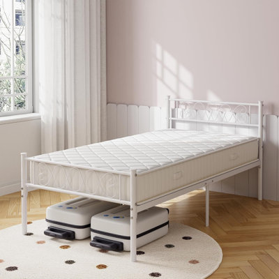 Metal Platform Bed with Sweet Heart Design Headboard & Footboard, Under Bed Storage, No Box Spring Needed, Boys & Girls Bedroom Furniture
