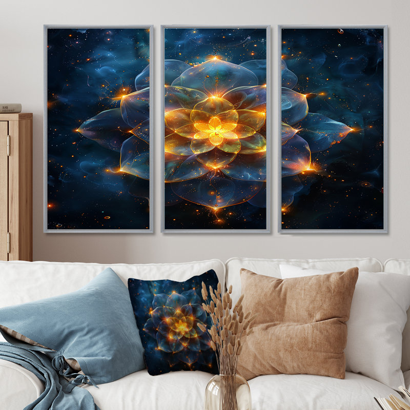 Rupp - ensemble de reproductions d'art mural floral moderne, Encadrement argenté, H 40 po x l 60 po x P 1 po