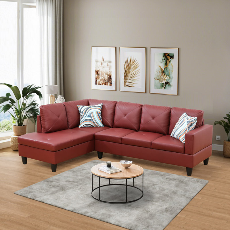Canapé et chaise modulaire en L Ronan, Orienté à gauche (vu de face), Rouge