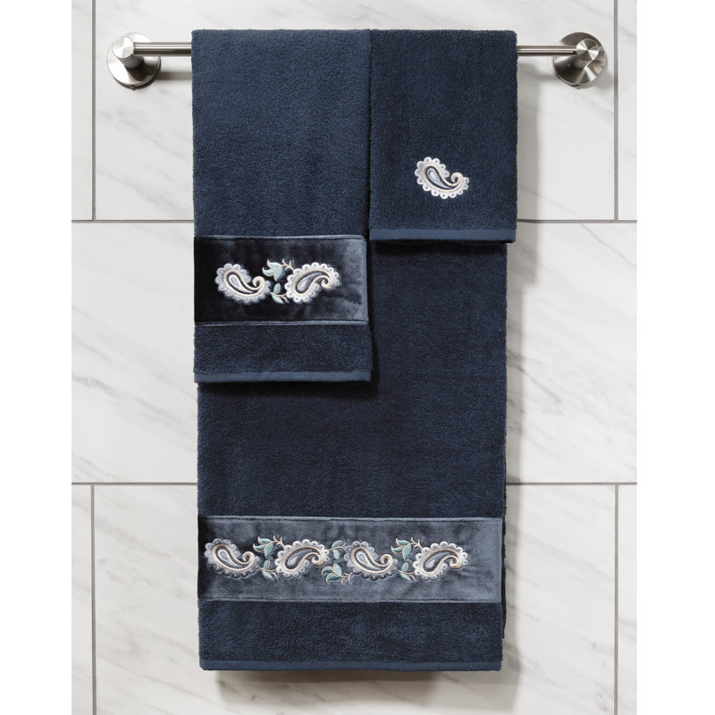  3 Piece 100% Turkish Cotton Towel Set, Navy