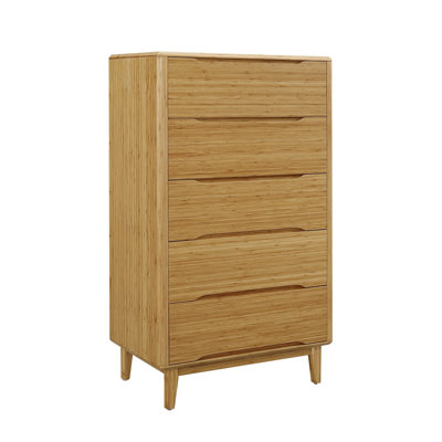 Commode 5 tiroirs en bois massif Lacey