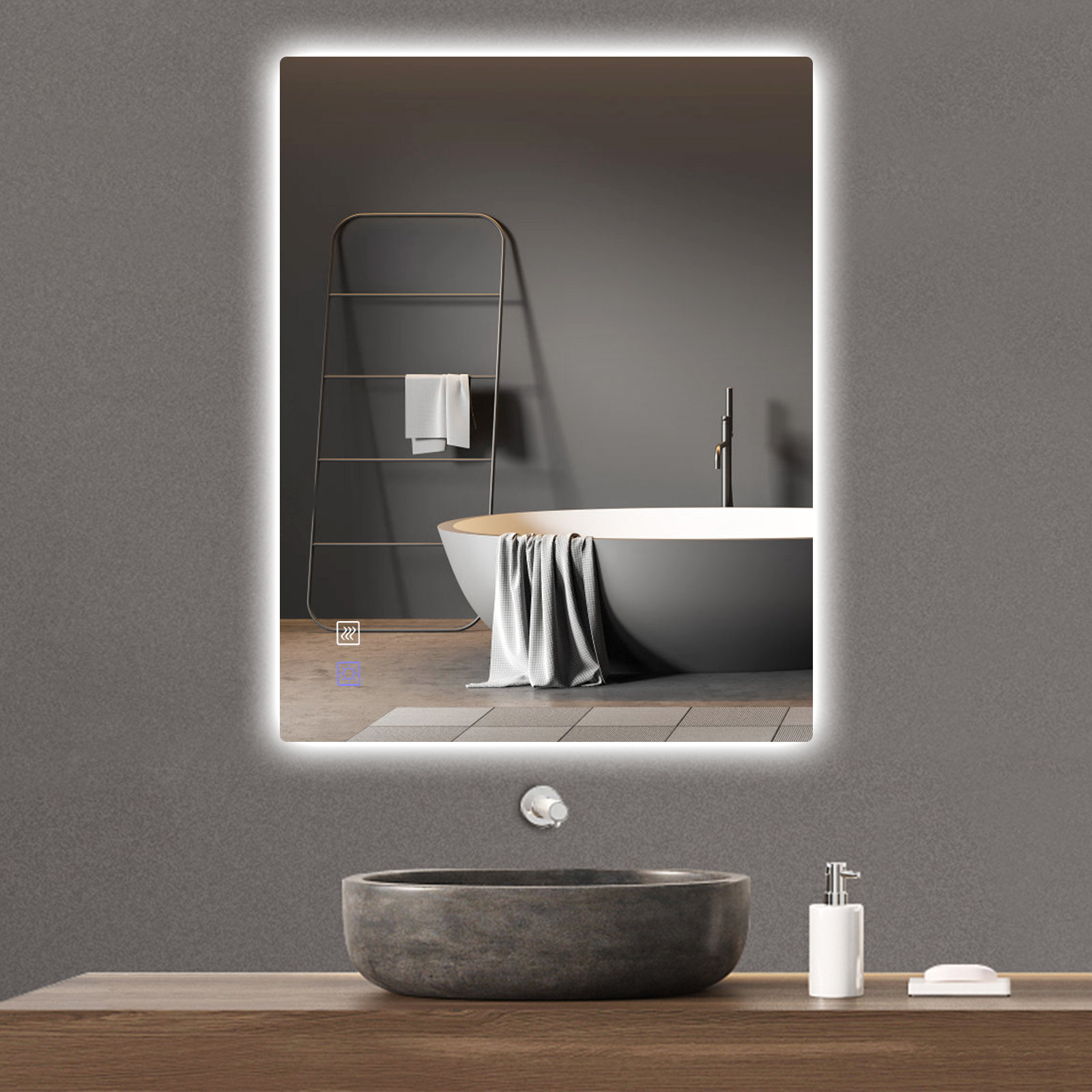 Fab Glass and Mirror LED Mirror 20-in x 30-in Dimmable Lighted Clear  Frameless Bathroom Vanity Mirror at