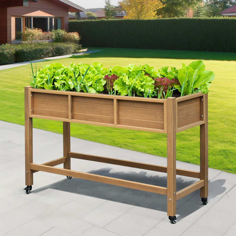 Samoni 46.5" W Rectangular Planter Box, Brown