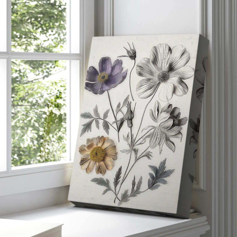 Floral avec toile tendue tendue avec châssis CCXLV, H 60 po x l 40 po