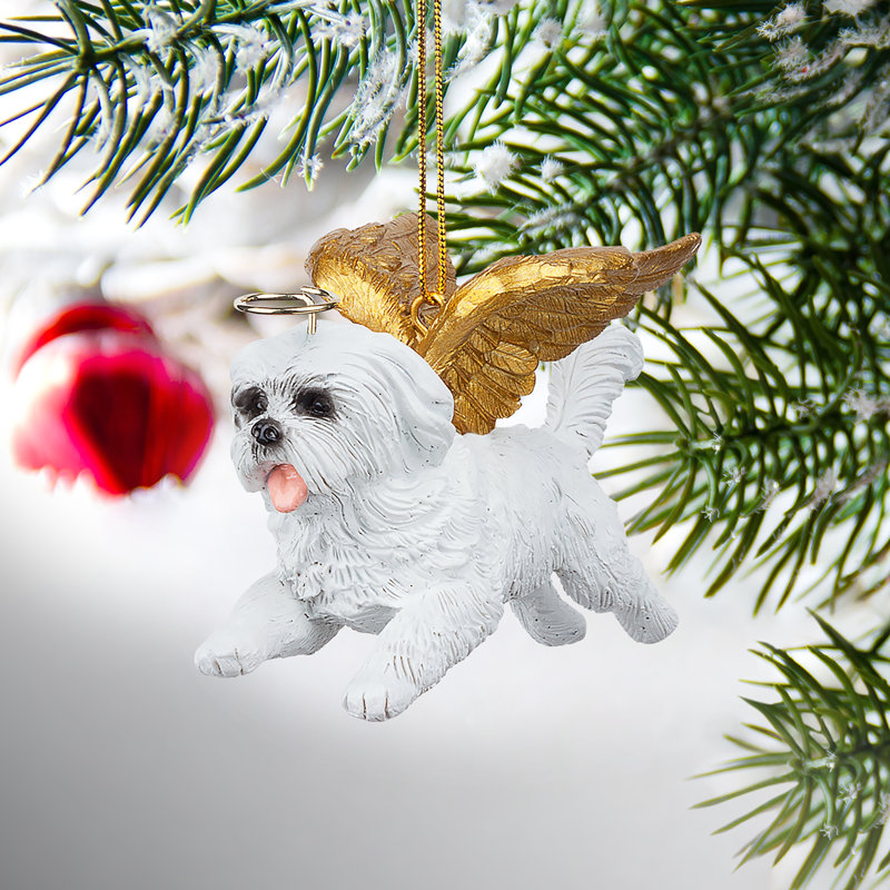 Maltese Dog Angel Holiday Ornament