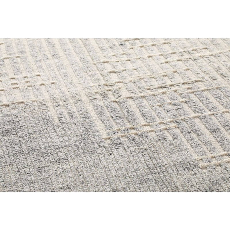Cliffside Flatweave Wool Geometric Area Rug in Ice Blue/White, Rectangle 10' x 14'
