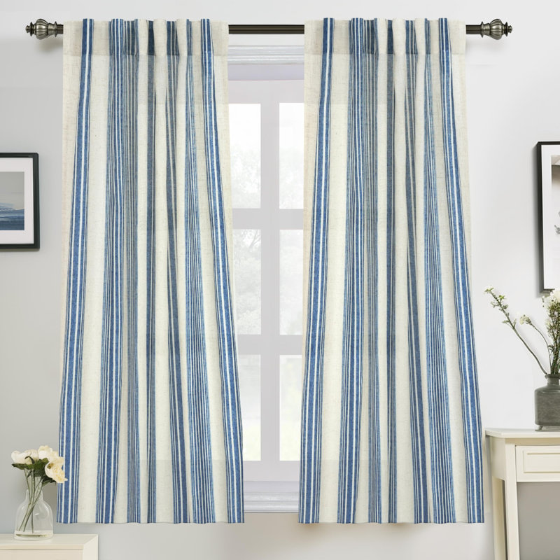 Rideaux semi-transparents avec passe-tringle Chris, L 52 po x L 54 po, Bleu marine jean