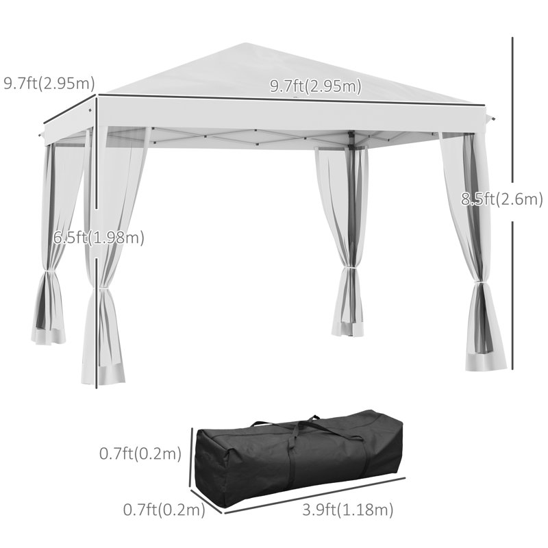 10 pi. L 10 pi. D Pavillon de jardin en métal, Crème, crème