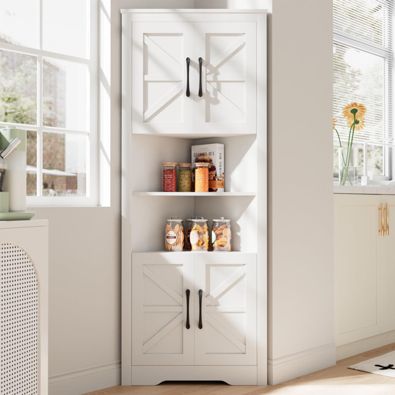 White Corner Bathroom Cabinet