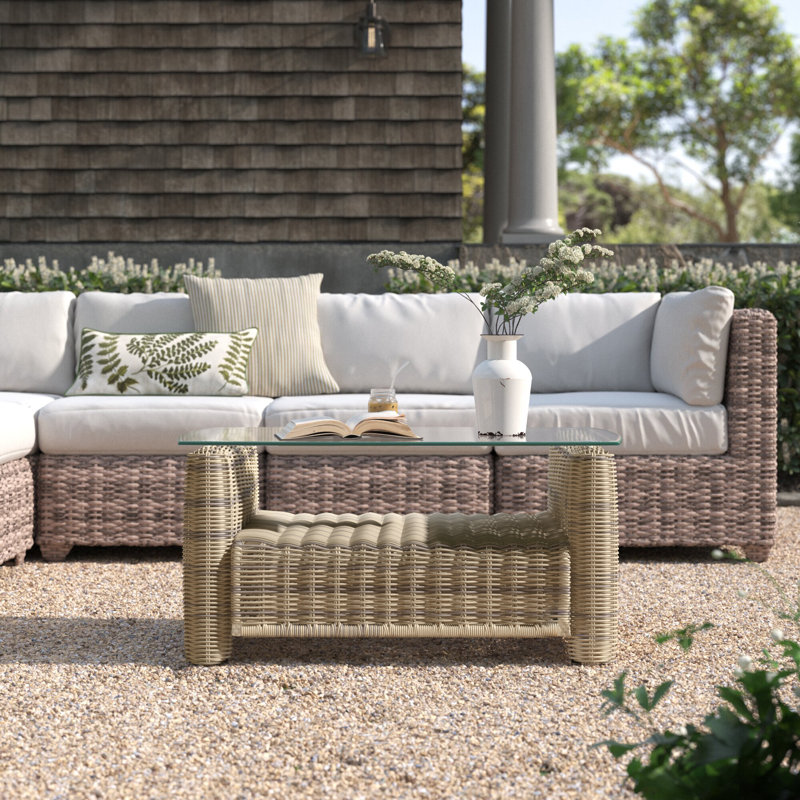 Joey 39.5'' Glass Outdoor Coffee Table
