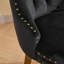 Chaise de salle à manger rembourrée en velours avec pieds cloutés en bois doré-676767645