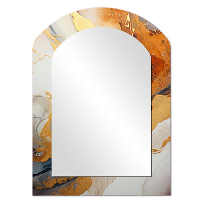 Gold And White Geode Lava I - Stone Geode Traditional Wall Mirror In Asymmetrical Shapes
