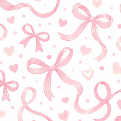 Rouleau de papier peint pelez et collez, mignon, coquette, esthétique, sans soudure, ruban rose, arc, blanc, l 17,7 po x H 118 po