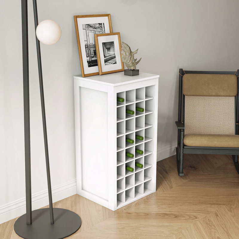 Armoire à vin modulaire 32 bouteilles en blanc, H 35,43 po x l 17,8 po x P 15,95 po, Blanc