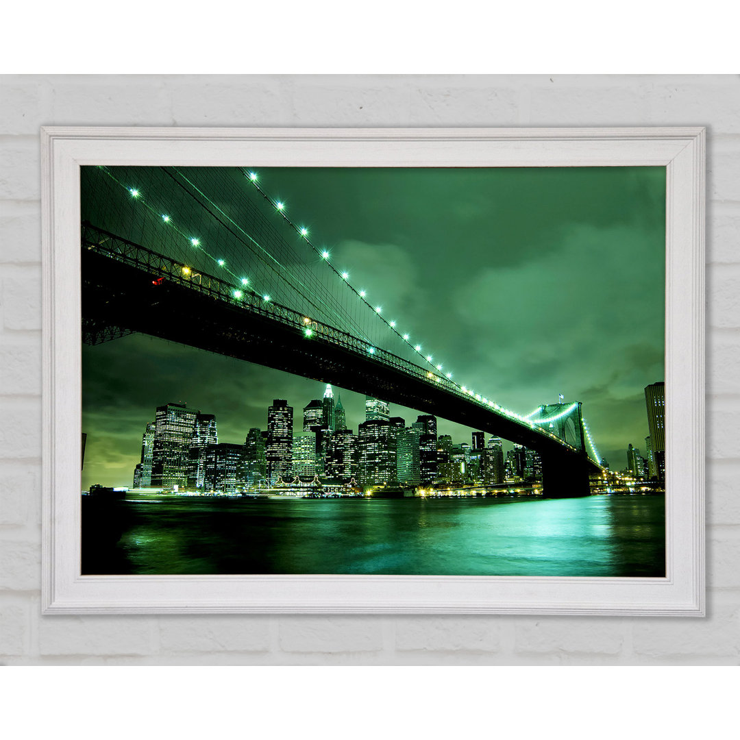 Brooklyn Bridge New York Green Cast - Einzelner Bilderrahmen Kunstdrucke