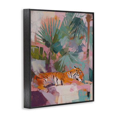 Tigre au repos sous les feuilles, estampe numérique, conception de Svetlana Aleynikova