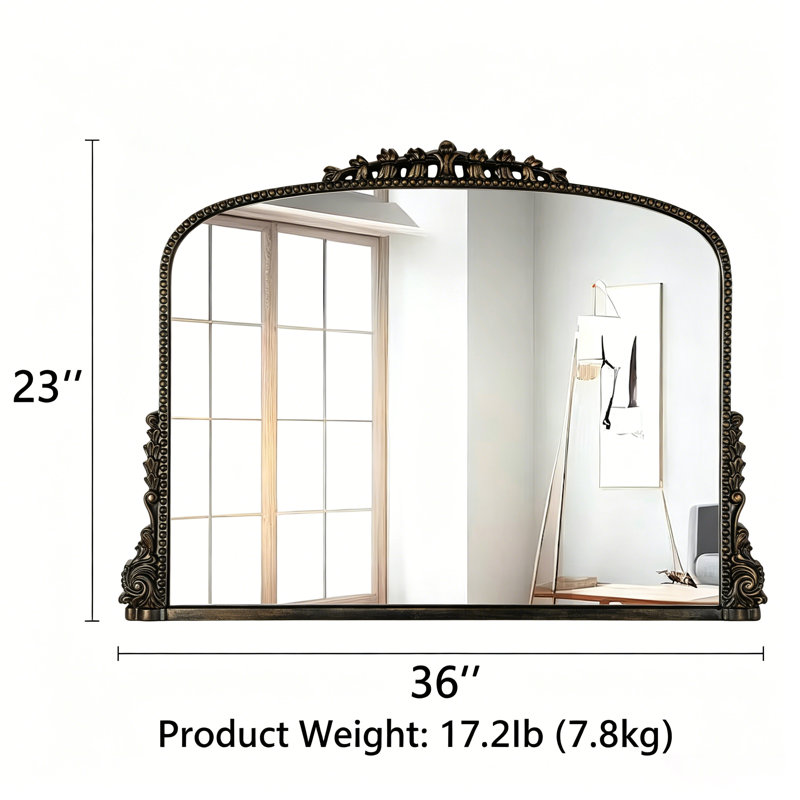 Euri Vintage Arch Wall Mirror Decorative Mirrors, Black, 26'' x 35.4''